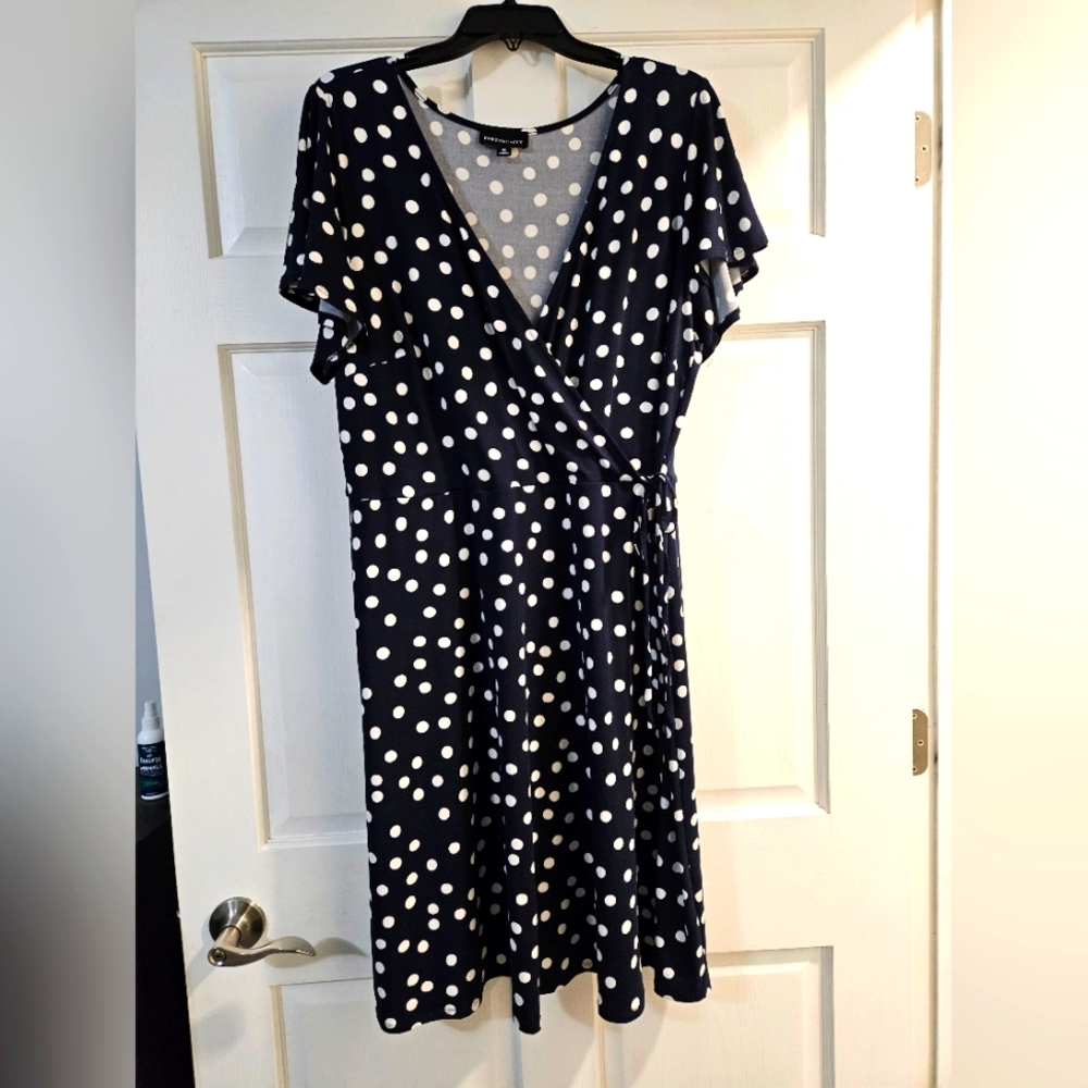 Navy Polka Dot Wrap Dress